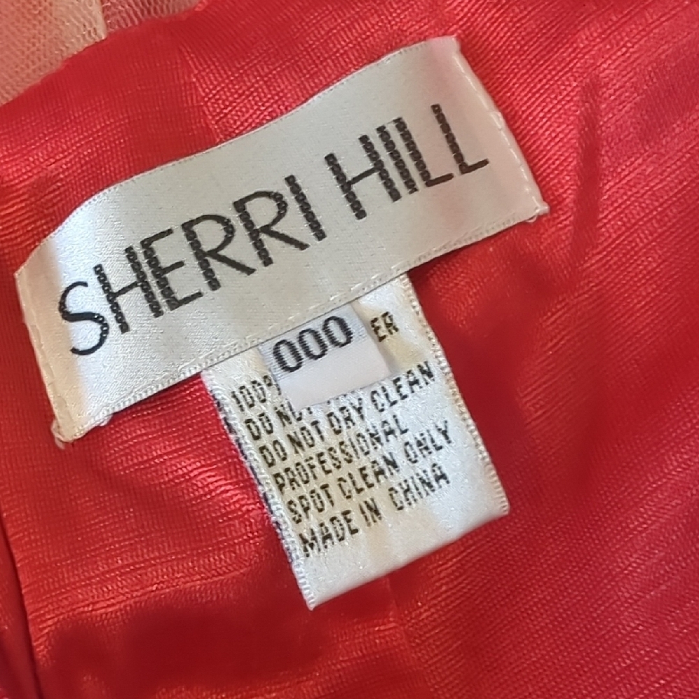 Red Satin Gown with Rose Accents - Sherri Hill - Picture 11 of 11